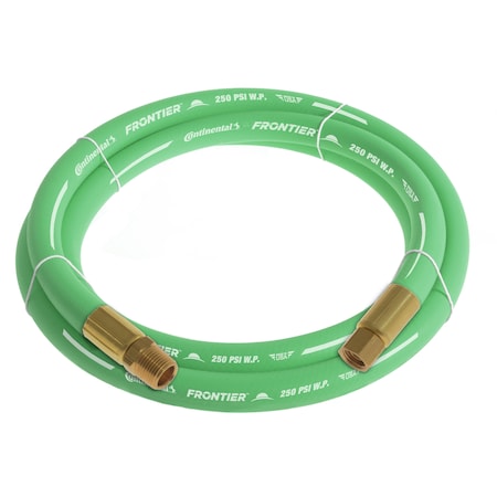 Continental 1/2" x 5' Green EPDM Rubber Air Hose, 300 PSI, 1/2" MNPT x FNPSM HZG05030-05-31